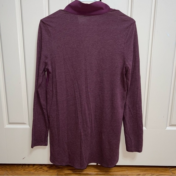 Lucy Burgundy Transcend V-Neck Relaxed Fit Wool Blend Long Sleeve Shirt Size M - Picture 6 of 8